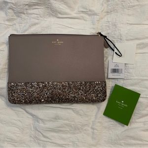 Kate Spade Leather Glitter Gia Greta Clutch